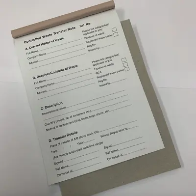 Controlled Waste Transfer Note Pad A5 - Ideal For Trade - Duplicate NCR Book • £6.35