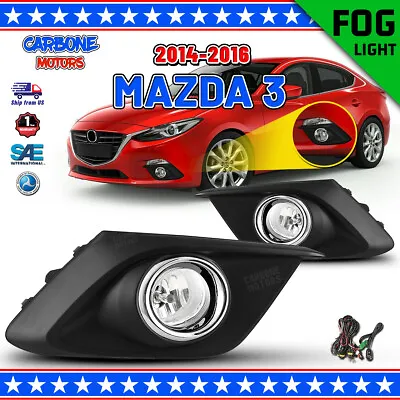 Fog Lights For 14-16 Mazda 3 Glass Factory Replace Lamps W/Wiring Kit Clear Lens • $58.99