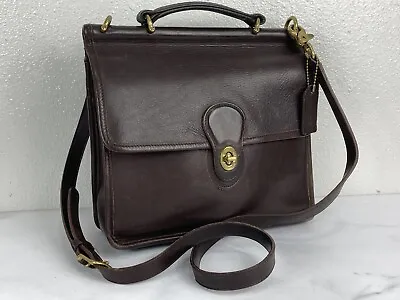 Vintage COACH WILLIS Brown Leather Crossbody Bag Handbag 9927 USA Brass Hardware • $125