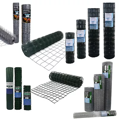 £16.99 • Buy Welded Galvanised Pvc Plastic Coated Fencing Chicken Wire Aviary Garden Mesh Net