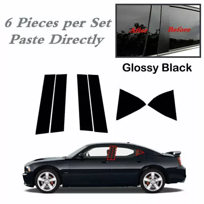 6Pcs Gloss Black Pillar Posts Window Cover Trim Fits Dodge Charger 2006-2010 • $9.98