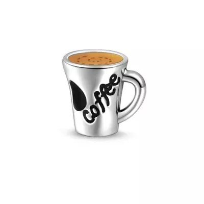 Coffee Cup Charm 925 Sterling Silver Bracelet Jewelry European Pendant • £16.38