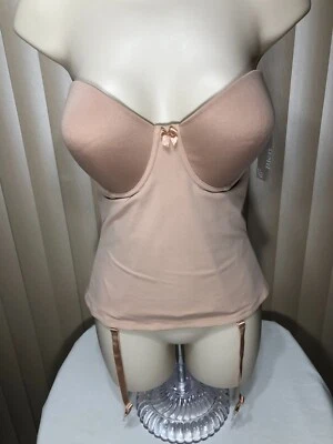 $20.99 • Buy Va Bien 34DD Strapless Bustier Underwire Longline Bra Low Back Nude 1503