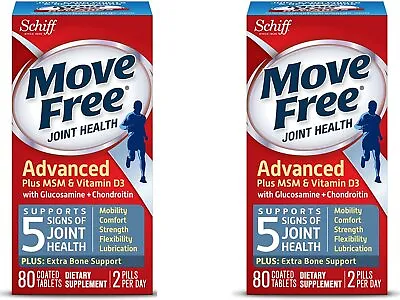 Schiff Move Free Advanced Plus MSM & Vitamin D3 80 Count (2 PK) EXP 01/2025 • $49.99