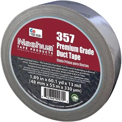 Nashua Tape 357 2 2In X 60yd Ultra Duty All Weather Silver Duct Tape 1 Pack • $18.79