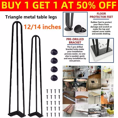 4x Hairpin Legs Hair Pin Legs Set For Furniture Table Desk Metal Steel DIY • £16.99