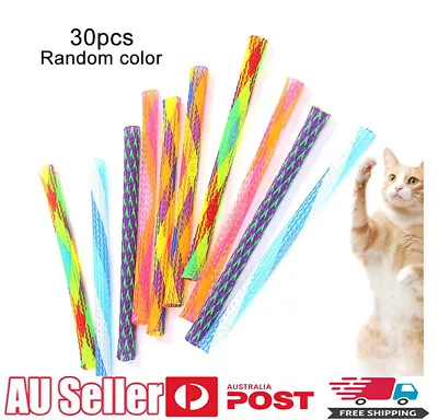 30X Cat Spring Toy Stick Freely Folding Spring Shape Colorful Cat Bouncing Toys • $13.99