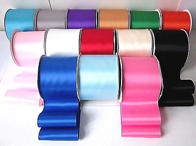 £2.99 • Buy QUALITY SATIN SASH RIBBON-4 Inch/100MM EXTRA WIDE-19 COLOURS-Party-Fast Dispatch
