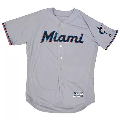 Mens MLB Miami Marlins Authentic On Field Flex Base Jersey - Road Gray • $99.99