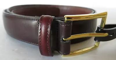 Jos A Bank Belt Mens Leather Burgundy Size 38 Solid Brass Gold Tone Buckle 1 1/4 • $14.99