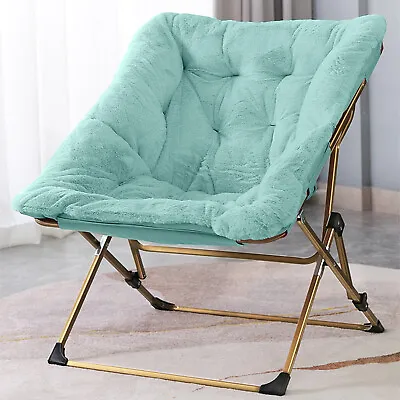OAKHAM Comfy Saucer Chair Folding Faux Fur Lounge Chair For Bedroom Mint Color • $30.59