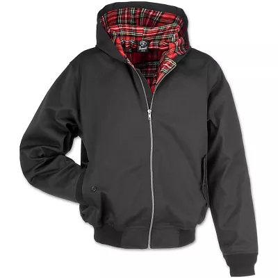 Brandit Lord Canterbury Mens Hooded Jacket English Bomber Tartan Coat Black • £43.95