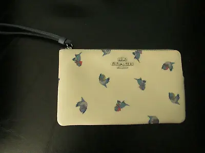 Disney X Coach Cinderella Flying Blue Birds Wristlet Purse White Blue Strap • $89.99
