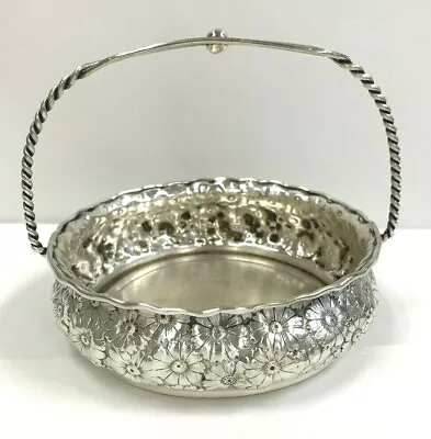 Antique Barbour Bros Co Silver Quadruple Plate Repousse Bridal Basket GORGEOUS! • $199