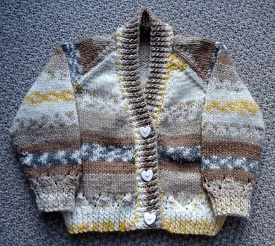 New Hand Knitted Baby Boy Cardigan - Up To 3 Months (14lbs) • £7.50