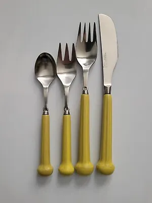 Denby Stainless Flatware Regency Lemon/Yellow 4 Piece Setting Xa • $59.95