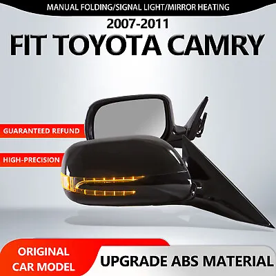 For 2007-2011 Toyota Camry Side Mirrors Folding Pair Black LED Rear View 5 Pins • $94.99