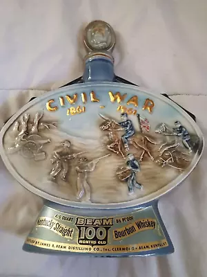 Vintage 1961 Jim Beam Whiskey Decanter Civil War Centennial  - GREAT CONDITION! • $19.99