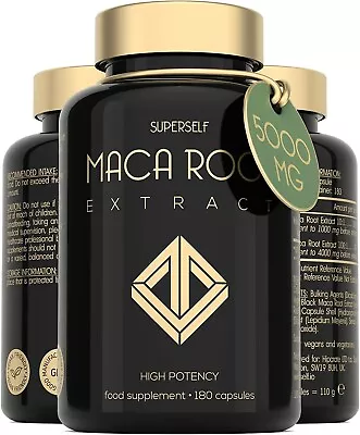 £17.99 • Buy Maca Root 5000mg - 180 Capsules - High Strength Black & Yellow Extract Tablets