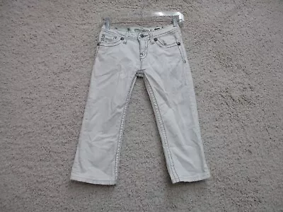 Miss Me Jeans 14 Girls Youth Size White Denim Cuff Capri Light Wash Modern Fit • $14.85