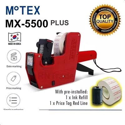 Price Tag Gun EOS MX-5500 8 Digits 1 X Red Lines Sticker Labels Plus 1 X Inks • $9.47