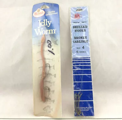 Chadwick Snelled Hooks Bronze Carlisie #4 6-Pack & Mann's #6 Jelly Worm  • $10.99
