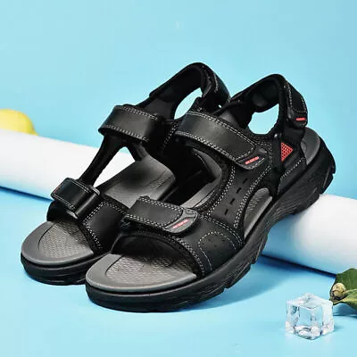 Men Leather Sandals Summer Open Toe Sandles Sport Sandal Hiking Casual Shoes New • £27.59