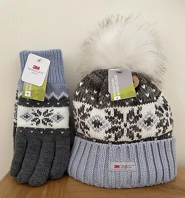 BNWT Mountain Warehouse Thinsulate Ladies Fair Isle Pom Pom Beanie & Gloves • £19.98