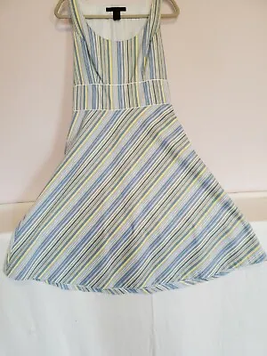 *Willi Smith* Blue/Yellow/White Cotton Blend Vintage Spring/Summer Dress Sz 8 👗 • $60