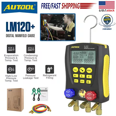 $169 • Buy Refrigeration Digital Manifold Gauge HVAC Vacuum Temperature Pressure Tester Set