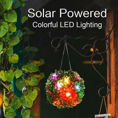 LED Solar Powered Topiary Ball Sphere Light Hanging Lamp Outdoor Garden Decor • £9.29