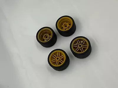 Lego Technic Rims & Tyres Tire In Gold Wheels X4 • $12