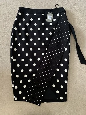 £9.99 • Buy Oasis Black And White Polka Dot Pencil Skirt -Size 8 New With Tags
