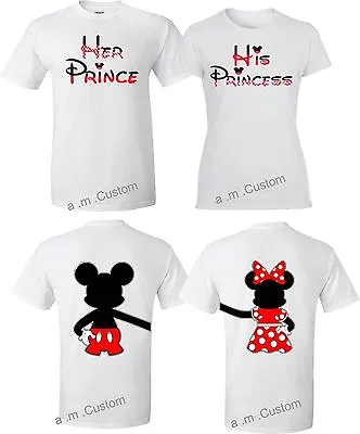 Mickey And Minnie Disney Prince And Princess Couple Matching Cute T-Shirts • $13.99