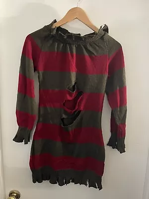 £24.25 • Buy Rubies Freddy Krueger Sweater Dress Small Petite Red Green Distressed Horror