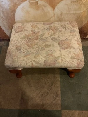 Footstool  Patterned Fabric Queen Anne Legs free Postage • £39.99
