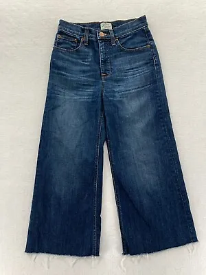J.Crew Jeans Women's 24 Rayner Wide Leg Crop Dark Blue Stretch Denim Mid Rise • $19.99
