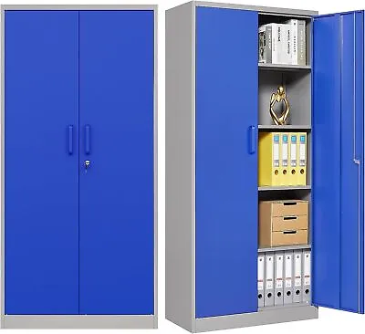 71  Metal Storage Cabinet With 4 Adjustable Shelves And Locking Door Home Garage • $159.99