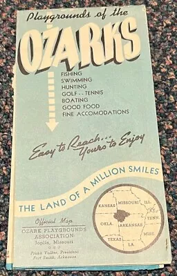 C1950 Ozarks - Land Of A Million Smiles Map Brochure - Missouri-Arkansas • $12