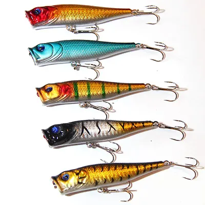 $12.99 • Buy 5X 95mm Popper Poppers Topwater Fishing Lures Surface GT Game Tackle Saltwater