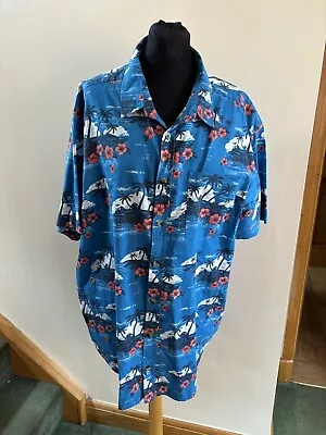 Mountain Warehouse Cotton Short Sleeve Blue Tropical Island Pattern Size XXXL • £6