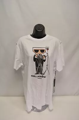 NWT Karl Lagerfeld Paris W/Photographer Karl Graphic Print T-Shirt Size Medium • $19.99