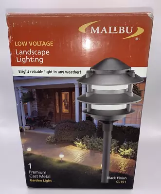 Malibu 11-Watt 3-Tier Cast Metal Pagoda Stye Low Voltage Path Light Black NOB • $40