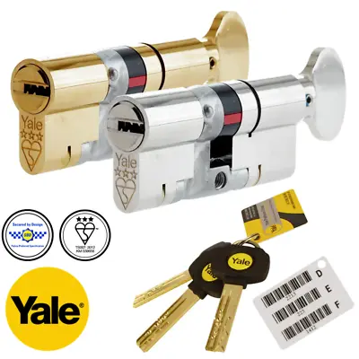 Yale Platinum Anti Snap TS007 3 Star Thumb Turn Euro Cylinder Lock 50T/45K Brass • £29.99