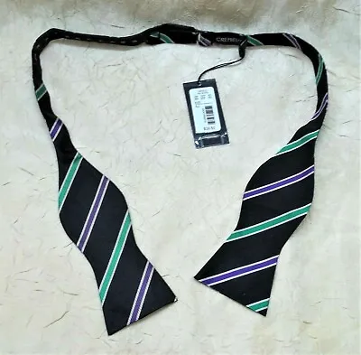 Mardi Gras Black Men's Bow Tie Purple & Green Cremieux Brand Necktie New  • $31.60