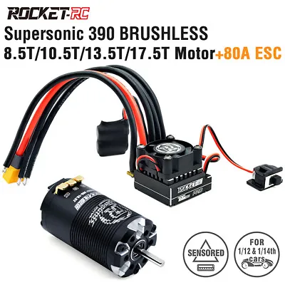 Rocket-RC Supersonic 390 Sensored Brushless Motor 80A ESC For 1/12 1/14 RC Cars • £49.87