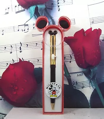 Vintage Disney Mickey Mouse Pen With Ears/arm! Black W/gold Tip Calibri • $59.99