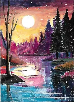 ACEO Original Painting Art Card Acrylic 100% Hand Painted • $4