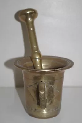 F1 Antique Heavy Solid Brass Mortar & Pestle Vintage Medical Apothecary • $48