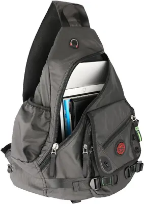 Large Sling Bag Laptop Backpack Cross Body Messenger Bag Shoulder A-Black • $42.59